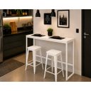 Ver imagem 1 de Mesa Jantar Aparador Bancada Alta Industrial 200x80cm Tampo Branco Pés Branco