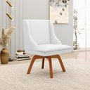 Ver imagem 2 de Poltrona Decorativa Base Giratória de Madeira Firenze Corino Branco/Natural - Gran Belo