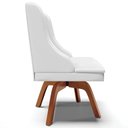 Ver imagem 7 de Poltrona Decorativa Base Giratória de Madeira Firenze Corino Branco/Natural - Gran Belo