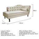 Ver imagem 3 de Kit Diva Recamier Diana 140cm Lado Esquerdo e 02 Poltronas Classic Linho Bege - ADJ Decor