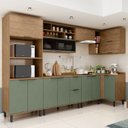 Ver imagem 1 de Cozinha Modulada Toscana 7 Peças Mdf com Aéreo 1200 Porta de Vidro Basculante e Armários Canto