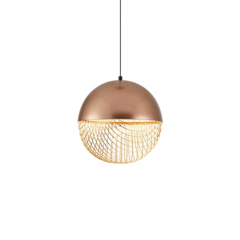 Lustre Pendente Nordecor Rezi 2933 25cm Cobre / Dourado Brilho Led Bivolt