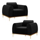 Ver imagem 1 de Kit 2 Poltronas Decorativas Sala de Estar Base de Madeira Euro Veludo Preto