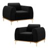 Kit 2 Poltronas Decorativas Sala de Estar Base de Madeira Euro Veludo Preto - 1