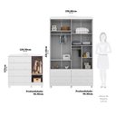 Ver imagem 4 de Quarto Infantil com Guarda-Roupas e Cômoda com Janelas 100% MDF Maya Clássico Espresso Móveis Branco/Brilho