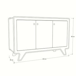 Buffet para Sala de Jantar 3 Portas James 130cm x 45cm x 85cm - 8