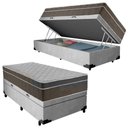Ver imagem 1 de Cama Box Baú Suede Solteiro + Colchão Sereneprime Molas Ensacadas 88x188x69 Cor:cinza
