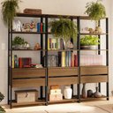 Ver imagem 1 de Estante Armário Multiuso para Livros 6 Gavetas 12 Prateleiras 210cm Rustic/preto Madesa Xa Rustic/