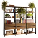 Ver imagem 2 de Estante Armário Multiuso para Livros 6 Gavetas 12 Prateleiras 210cm Rustic/preto Madesa Xa Rustic/