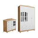 Ver imagem 3 de Quarto Infantil com Guarda-Roupas e Cômoda com Janelas 100% MDF Maya Clássico Espresso Móveis Branco/Brilho/Amêndoa