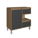 Ver imagem 1 de Gabinete Banheiro 80cm Paula Mel Grafite com 2 Gaveta Portae Nicho sem Cuba