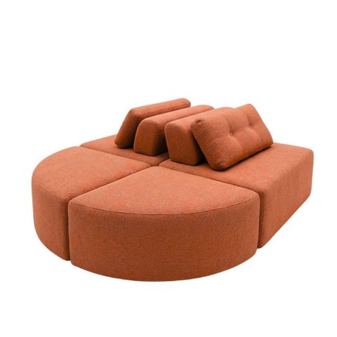 Sofá Modular Cielo 4 Lugares Design Orgânico Moderno 204cm Bouclê - Montanari's Decor