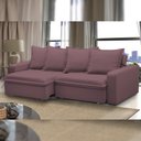 Ver imagem 2 de Sofá Retrátil Reclinável para Sala de Estar Living 215cm Vêneto F04 Veludo Lilás - Lyam Decor