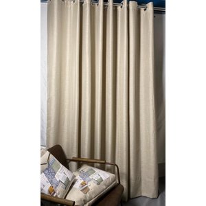 Cortina no Tecido Linho Flamê Bege com Forro Microfibra Branco - 1,35l X 2,60a