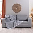 Ver imagem 1 de Xale para Sofá Manta Grid Jacquard 2,10m x 1,35m com Franja 60% Algodão / 40% Poliéster Tecido