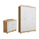 Ver imagem 3 de Quarto Infantil com Guarda-Roupas 4 Portas e Cômoda 1 Porta 100% MDF Maya Clássico Espresso Móveis Branco/Brilho/Amêndoa