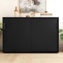 Ver imagem 3 de Armário Escritório 120cm 2 Portas de Correr e Prateleiras F5 Cor:preto