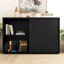 Ver imagem 4 de Armário Escritório 120cm 2 Portas de Correr e Prateleiras F5 Cor:preto