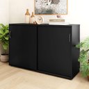 Ver imagem 1 de Armário Escritório 120cm 2 Portas de Correr e Prateleiras F5 Cor:preto
