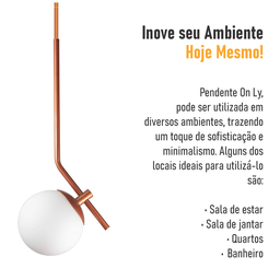 Lustre Pendente On Ly - Bronze com Globo de Vidro Branco - 7
