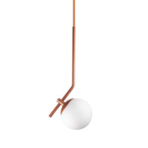 Lustre Pendente On Ly - Bronze com Globo de Vidro Branco