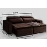 Sofa Topazio Marrom Veludo Pillow 20 cm Retratil/Reclinavel 2.50mt Mola Bonel Com 2 Rineira - 5