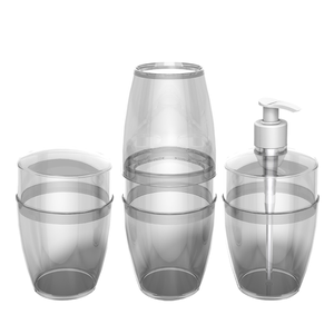 Kit Acessório Saboneteira Porta Escova e Algodão para Banheiro Essence Cor Cristal Durín