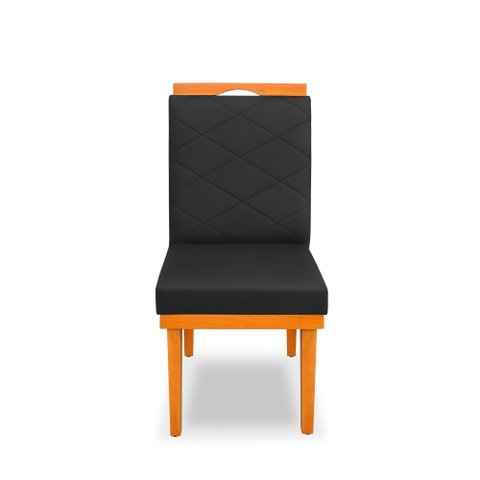 Cadeira Ana Matelassê Tecido Suede com Base Fixa de Madeira Maciça e Puxador Castanho:preto