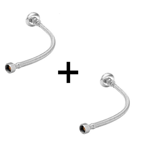 Kit 2 Engates Mangueira Flexível Trançado Aço Inox 40cm Par