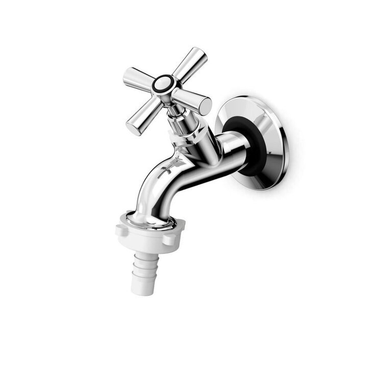 Kit com 2 Torneira para Tanque e Jardim 70 Mm de Parede com Bico União Plástico Eco - 1