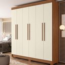 Ver imagem 3 de Guarda Roupa Casal Toledo 6 Portas MDF MDP Jatobá Areia Acetinado Cômoda 6 Gavetas com Espelho
