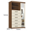 Ver imagem 7 de Guarda Roupa Casal Toledo 6 Portas MDF MDP Jatobá Areia Acetinado Cômoda 6 Gavetas com Espelho