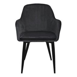 Cadeira Poltrona Vintage Eames em Tecido de Veludo Preto:veludo Preto/preto/listras - 7