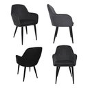 Ver imagem 4 de Cadeira Poltrona Vintage Eames em Tecido de Veludo Preto:veludo Preto/preto/listras