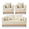 Kit Sofá 3 Lugares e 2 Poltronas Beny Viena Suede Bege - Madeira Prima Deccor - 1
