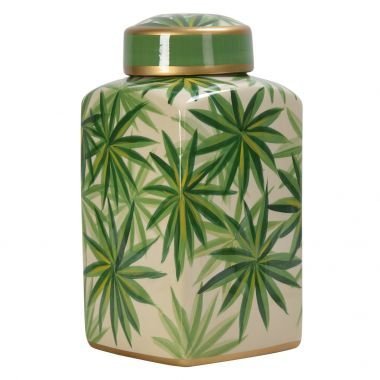 POTE DE PORCELANA FOLHAS LUPINO 17CM X 17CM X 32CM BTC Decor - 1