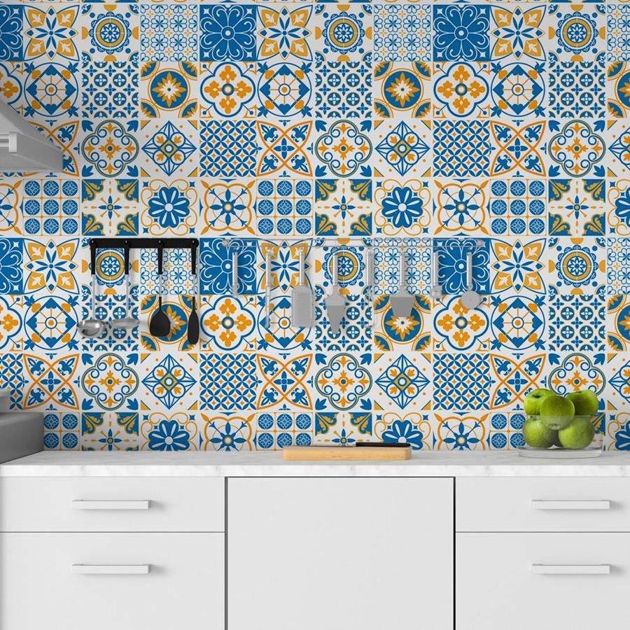 Papel de Parede Adesivo Azulejo Português N06059 Rolo0,58x3M