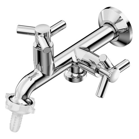Kit com 2 Torneira para Tanque e Máquina de Parede One Prata/Cromado Celite
