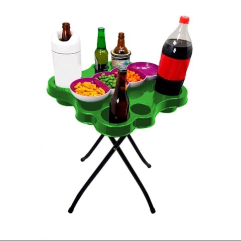 Mesa Petisqueira Dobrável para Copos e Garrafas Pés de Ferro Verde