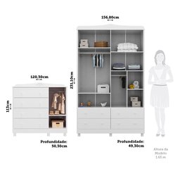 Quarto Infantil com Guarda-roupas e Cômoda com Janelas 100% Mdf Maya Provençal Espresso Móveis - 3