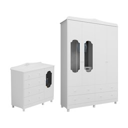 Quarto Infantil com Guarda-roupas e Cômoda com Janelas 100% Mdf Maya Provençal Espresso Móveis - 2