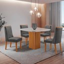 Ver imagem 1 de Mesa de Jantar Eloise 90 cm Tampo MDF Vidro Canto Copo com 4 Cadeiras Carolina