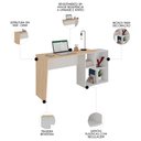 Ver imagem 3 de Mesa Escrivaninha 2 em 1 com Nichos Arbo A06 Carvalho/branco - Mpozenato
