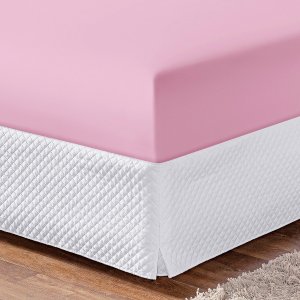 Kit 10 Lençol Liso com Elástico Soft Casal Padrão 100% Poliéster 180 Fios Macio de Baixo Rosa