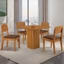 Ver imagem 1 de Conjunto Mesa de Jantar 90cm com 4 Cadeiras 100% MDF Multimóveis Crrft-CON053 Madeirado/Marrom