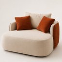 Ver imagem 6 de Poltrona Decorativa com Almofadas New Íris 120cm em Bouclé Bege e Terracota