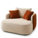 Ver imagem 2 de Poltrona Decorativa com Almofadas New Íris 120cm em Bouclé Bege e Terracota