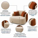 Ver imagem 4 de Poltrona Decorativa com Almofadas New Íris 120cm em Bouclé Bege e Terracota