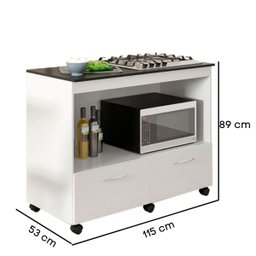 Balcão Armário Para Forno e Cooktop Diamante Branco Brilho - 3