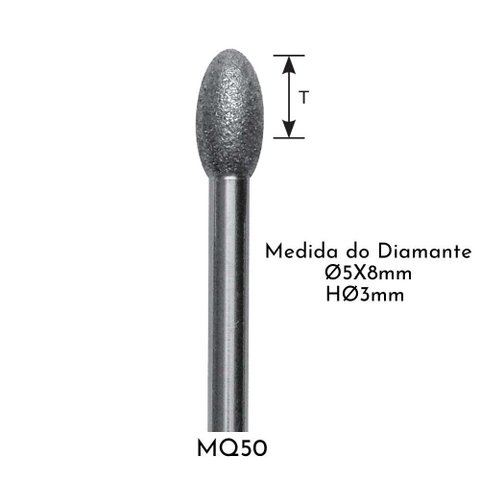 Ponta Rotativa Diamantada Individual Haste Ø3mm Politone Modelo Mq50